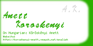anett koroskenyi business card